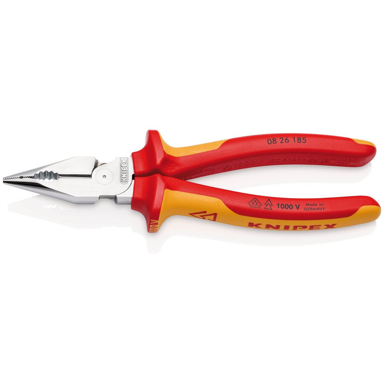 Draper Tools Knipex 08 26 185 Sb Needle-Nose Combination Pliers Insulated With Multi-Component Grips, Vde-Tested Chrome-Plated 185mm