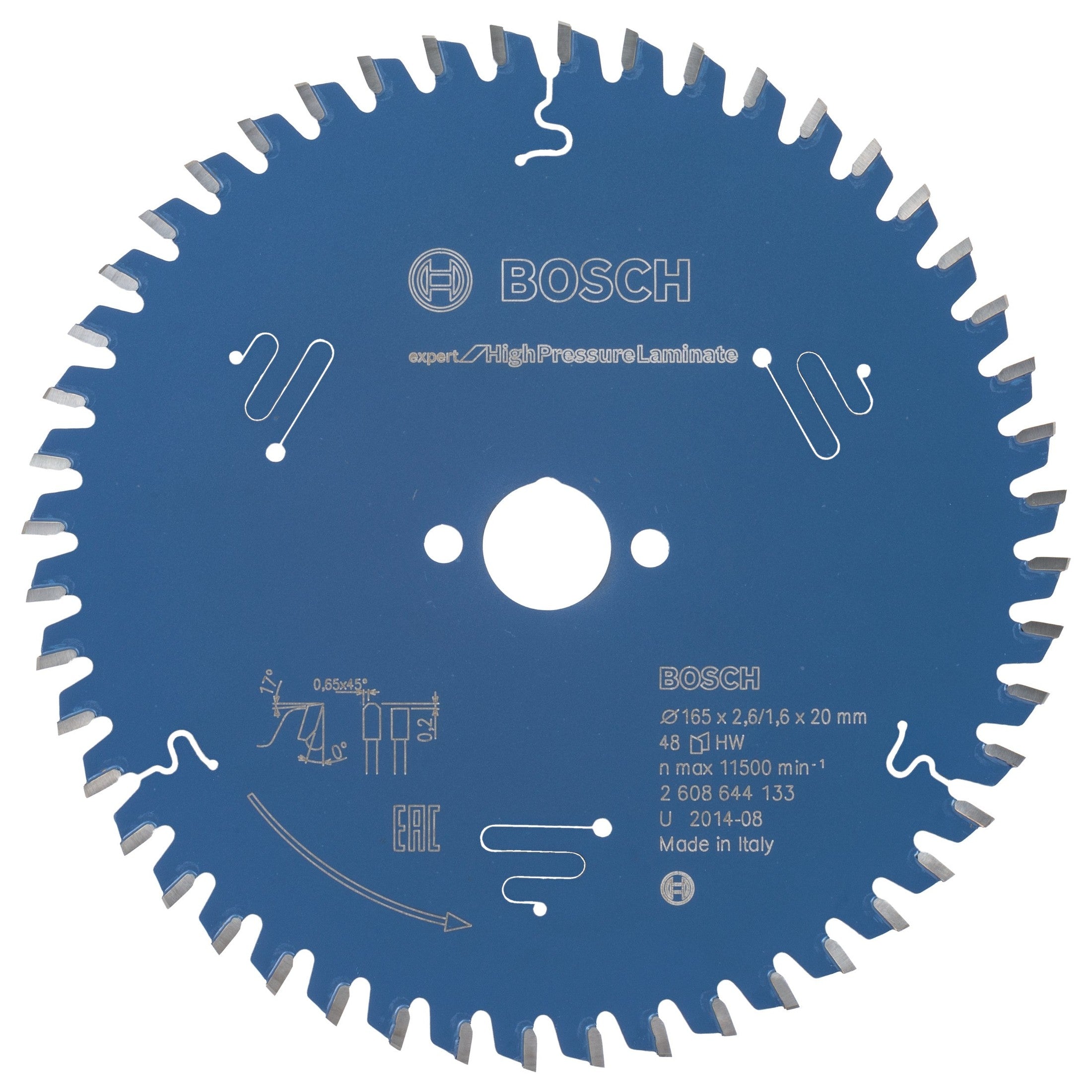 Bosch Professional Circular Saw Blade for High Pressure Laminate - 165 x 20 x 2.6 mm, 48 Teeth