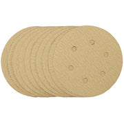 Draper Tools Gold Sanding Discs With Hook & Loop, 150mm, 180 Grit, 6 Dust Extraction Holes (Pack Of 10)