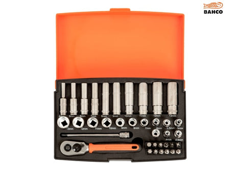 Bahco SL25L 1/4in Deep Drive Socket Set, 37 Piece