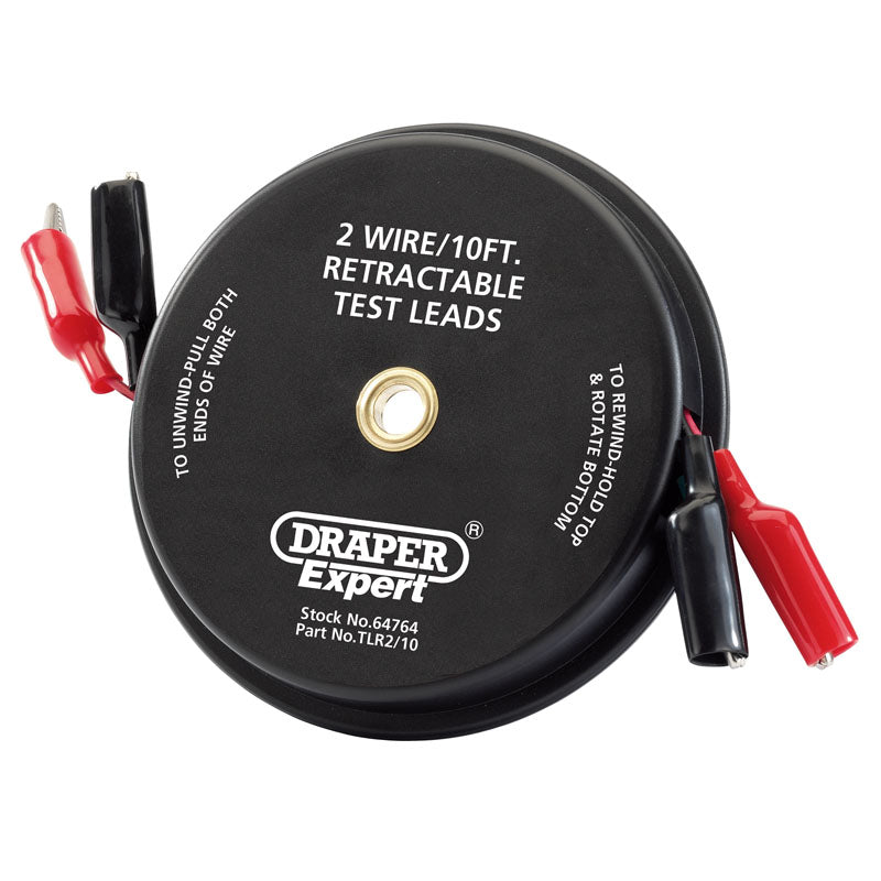 Draper Expert 10ft 2 Wire Retractable Test Leads