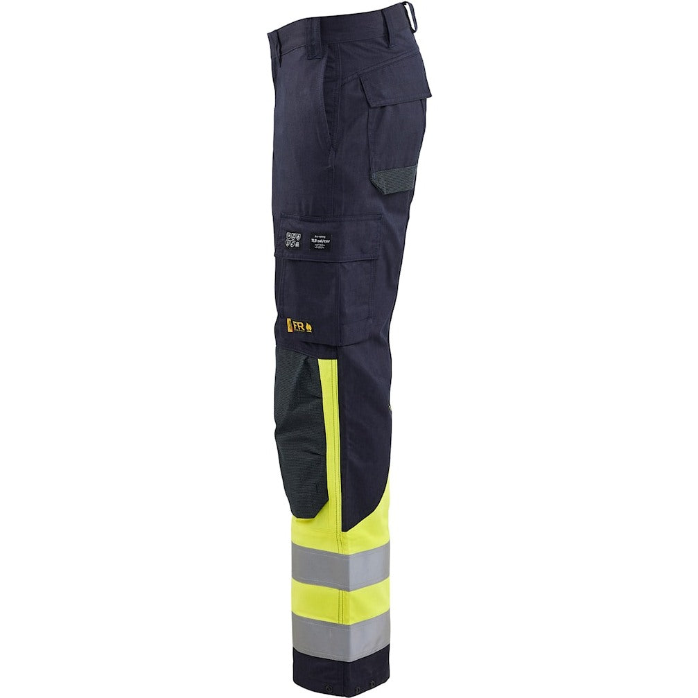 Blaklader Multinorm Inherent Trousers 1488 #colour_navy-blue-hi-vis-yellow