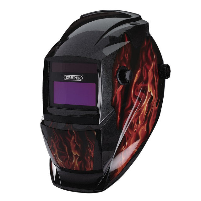 Draper Tools Auto-Darkening Welding Helmet, Red Flames