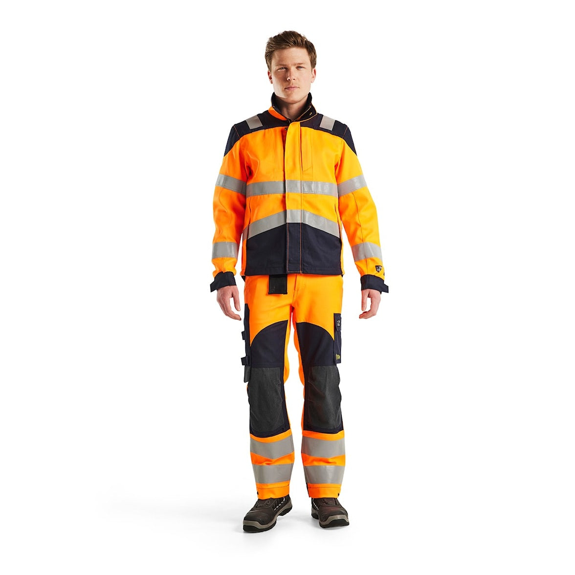 Blaklader Multinorm Inherent Jacket 4089 #colour_orange-navy-blue