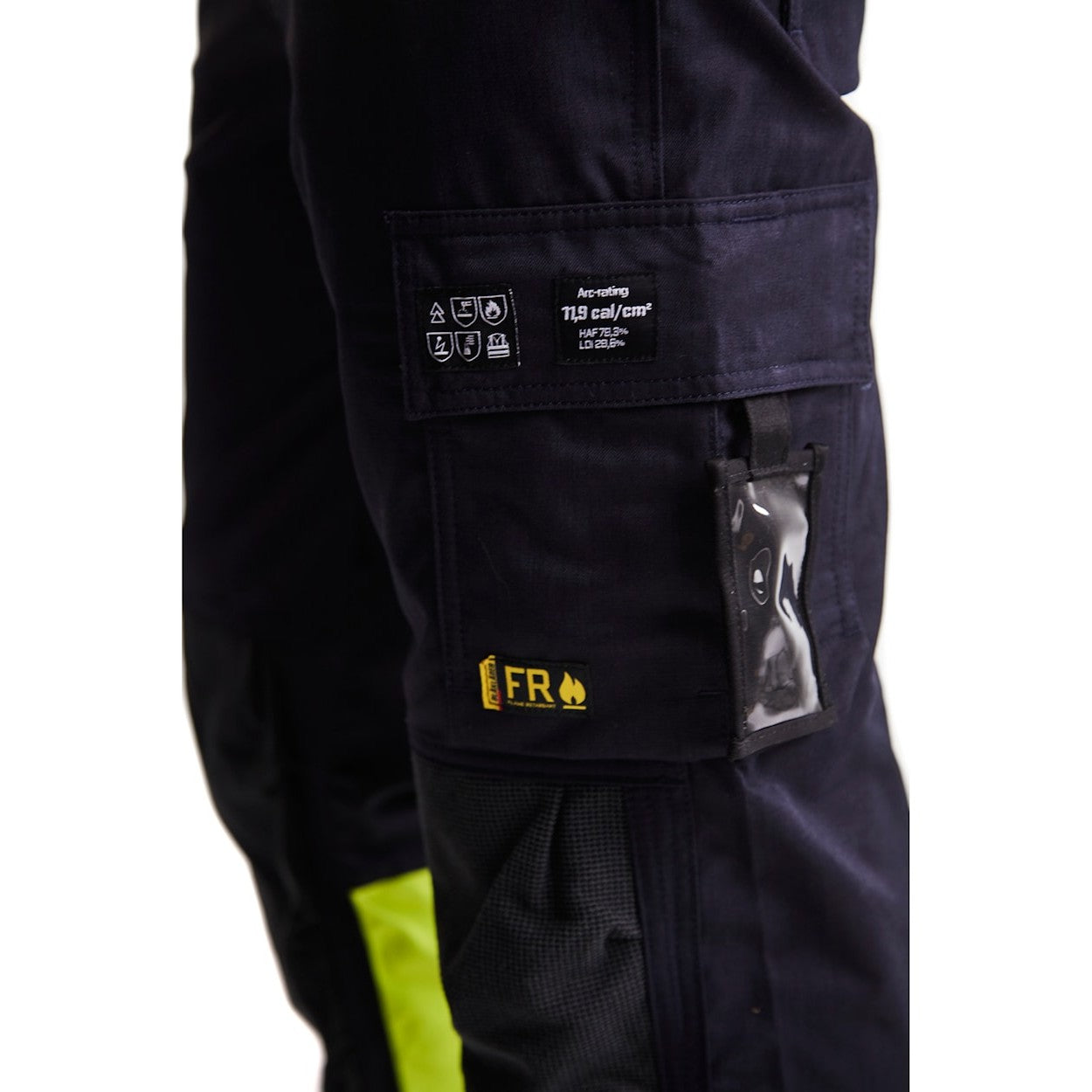 Blaklader Multinorm Inherent Trousers 1488 #colour_navy-blue-hi-vis-yellow