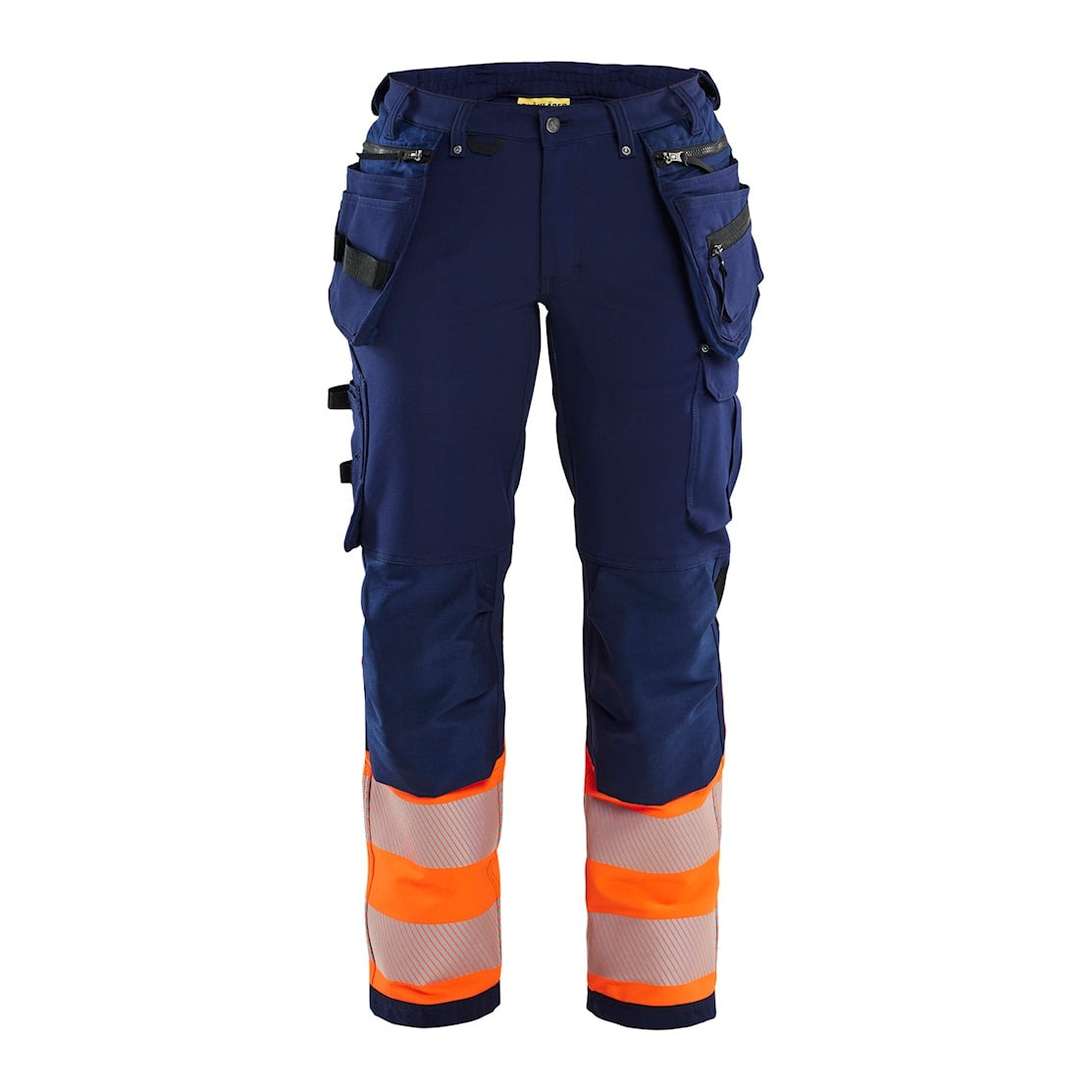 Blaklader Women's Hi-Vis 4-Way-Stretch Trousers 7193 #colour_navy-blue-orange