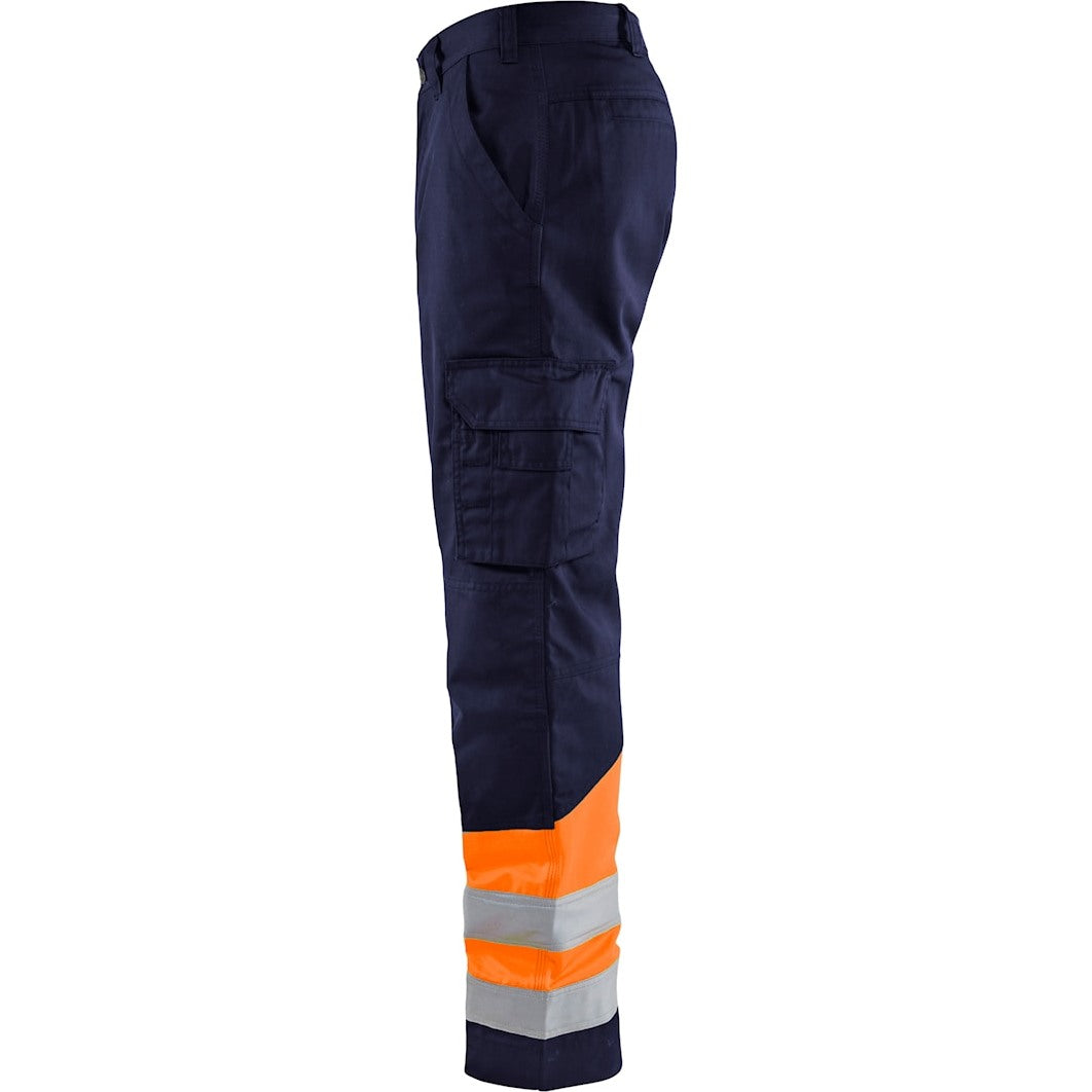 Blaklader Hi-Vis Trousers 1564 - Navy Blue/Hi-Vis Orange
