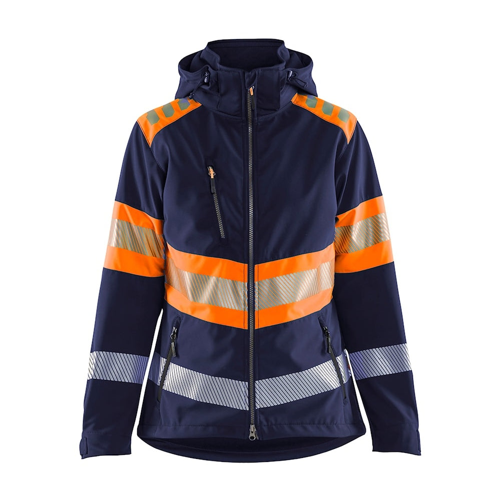 Blaklader Women's Softshell Jacket Hi-Vis 4404 #colour_navy-blue-orange