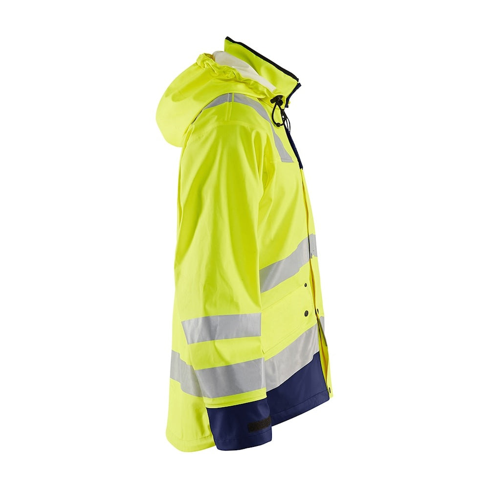 Blaklader Rain Jacket Hi-Vis Level 3 4327 #colour_hi-vis-yellow-navy-blue