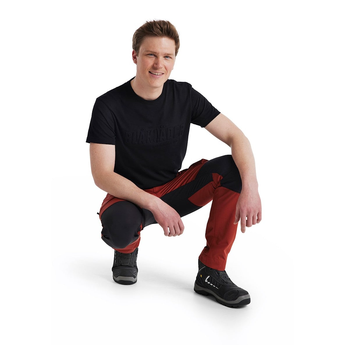 Blaklader Service Trousers with Stretch 14591845 #colour_burned-red-black