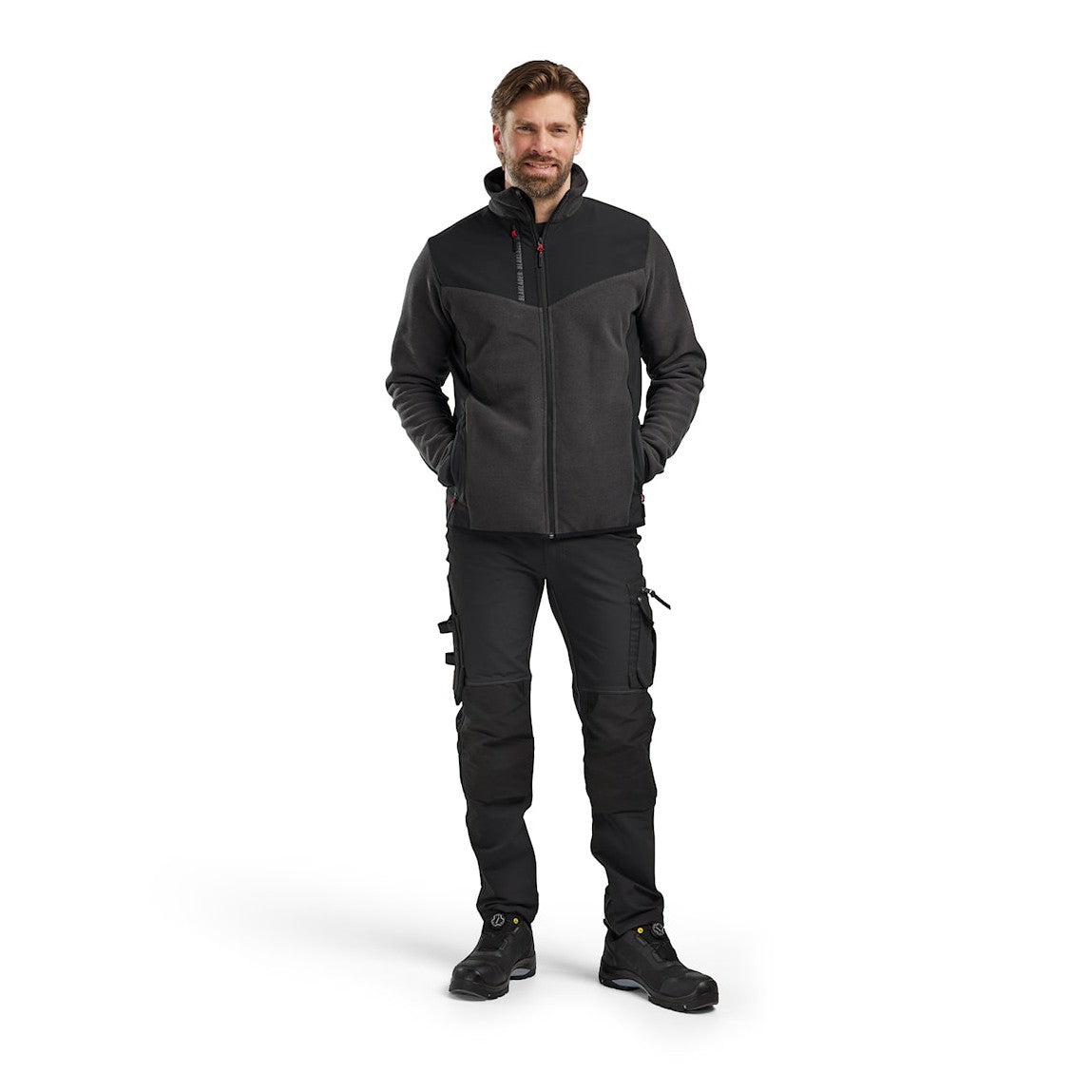 Blaklader Knitted Jacket with Softshell 5942 #colour_dark-grey-black