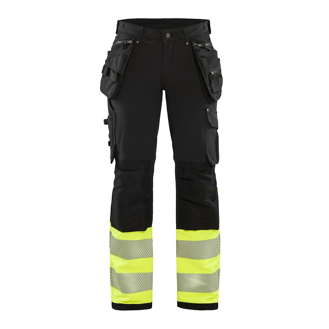 Blaklader Women's Hi-Vis 4-Way-Stretch Trousers 7193 #colour_black-hi-vis-yellow