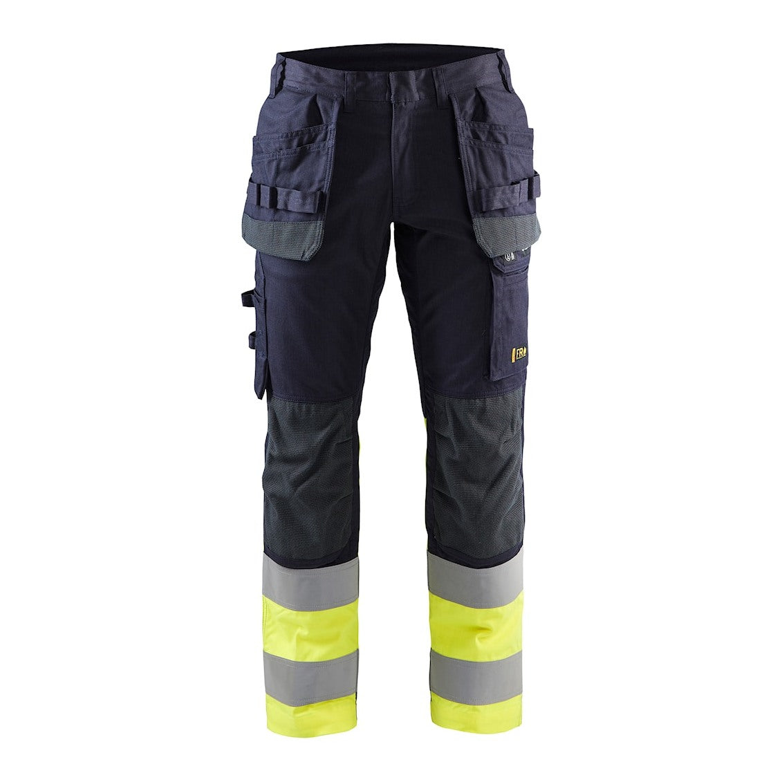 Blaklader Multinorm Inherent Trousers with Stretch 1487 #colour_navy-blue-hi-vis-yellow