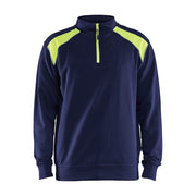 Blaklader Half-Zip 2-Tone Sweatshirt 3353 - Navy Blue/Hi-Vis Yellow