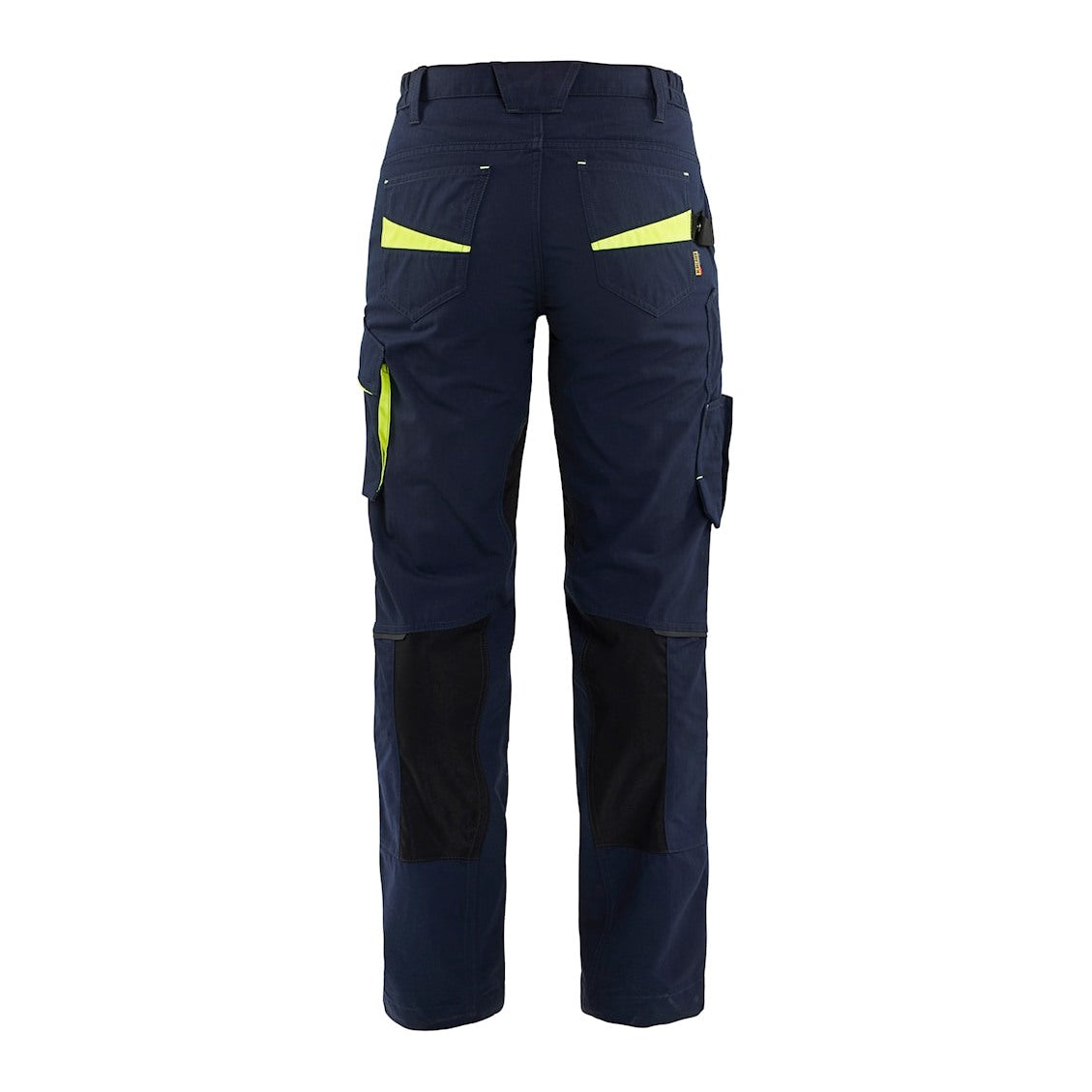 Blaklader Women's Service Trousers with Stretch 7195 #colour_dark-navy-blue-hi-vis-yellow
