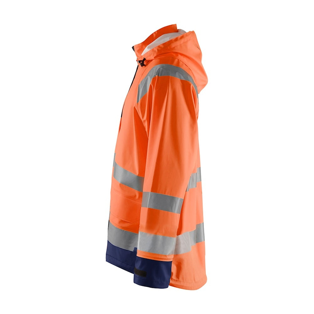 Blaklader Rain Jacket Hi-Vis Level 1 4323 #colour_orange-navy-blue