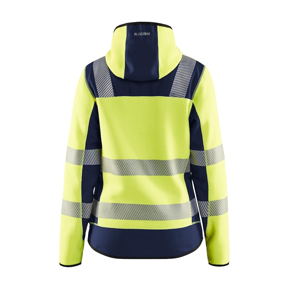 Blaklader Women's Hi-Vis Knitted Jacket 4967 #colour_hi-vis-yellow-navy-blue