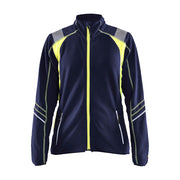 Blaklader Women's Microfleece Jacket 4973 #colour_navy-blue-hi-vis-yellow
