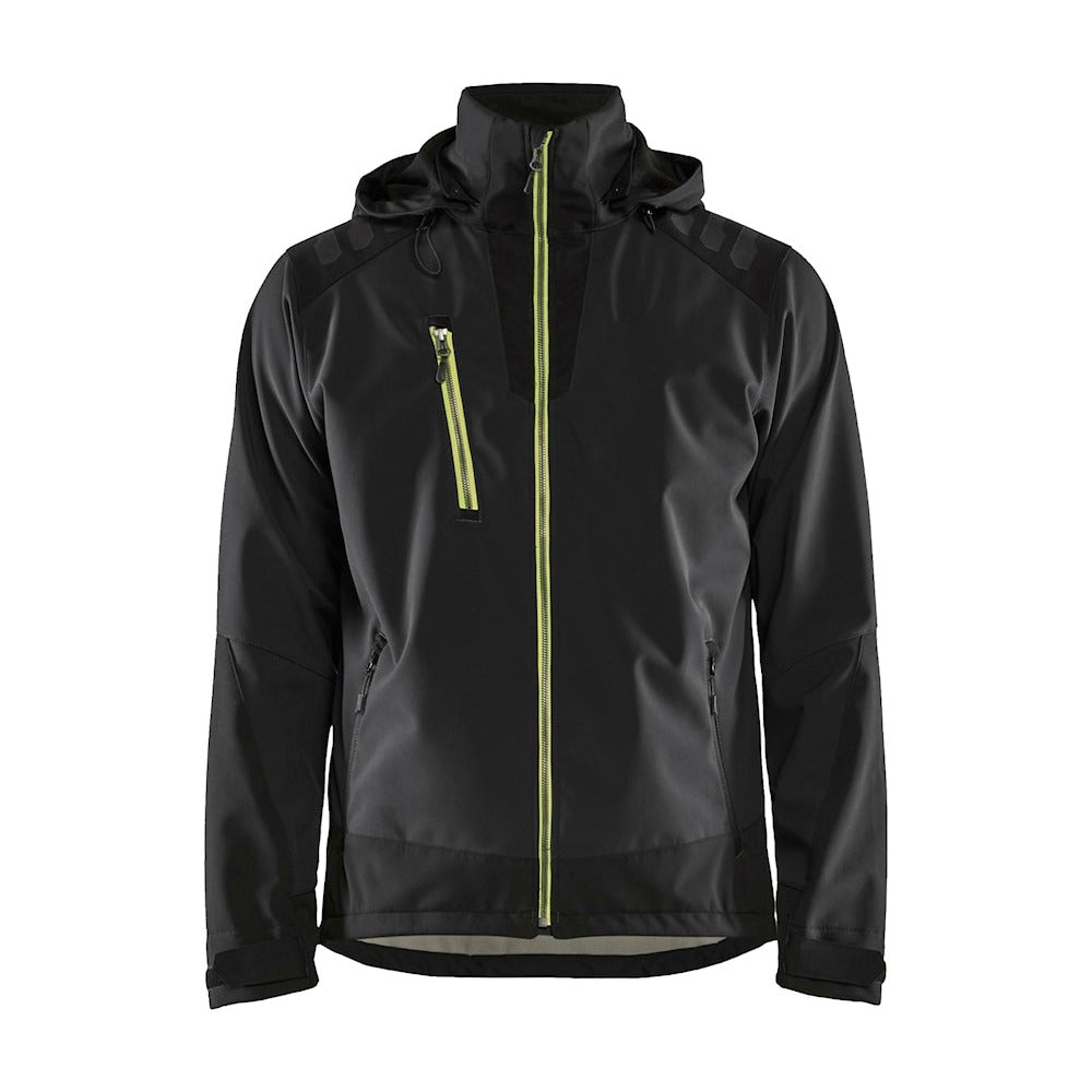 Blaklader Softshell Jacket 4749 #colour_black-hi-vis-yellow