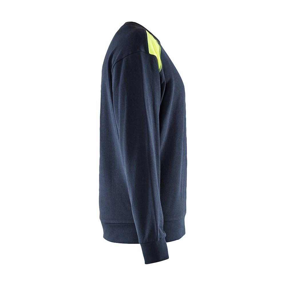 Blaklader Sweatshirt 3580 #colour_dark-navy-hi-vis-yellow