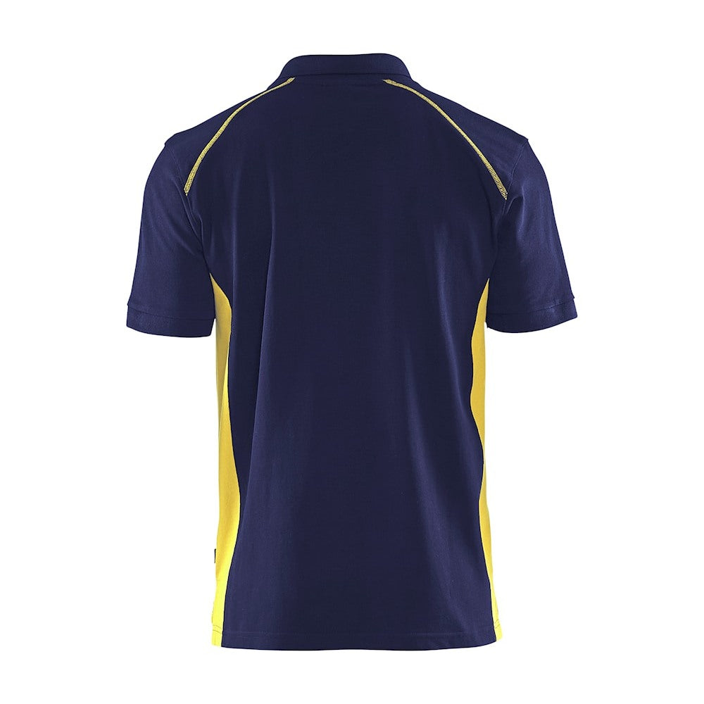 Blaklader Polo Shirt 3324 #colour_navy-blue-hi-vis-yellow