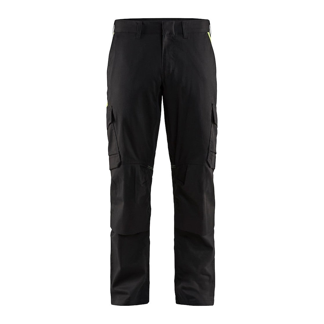 Blaklader Industry Trousers Stretch with Knee Pad Pockets 1448 - Black/Hi-vis yellow #colour_black-hi-vis-yellow