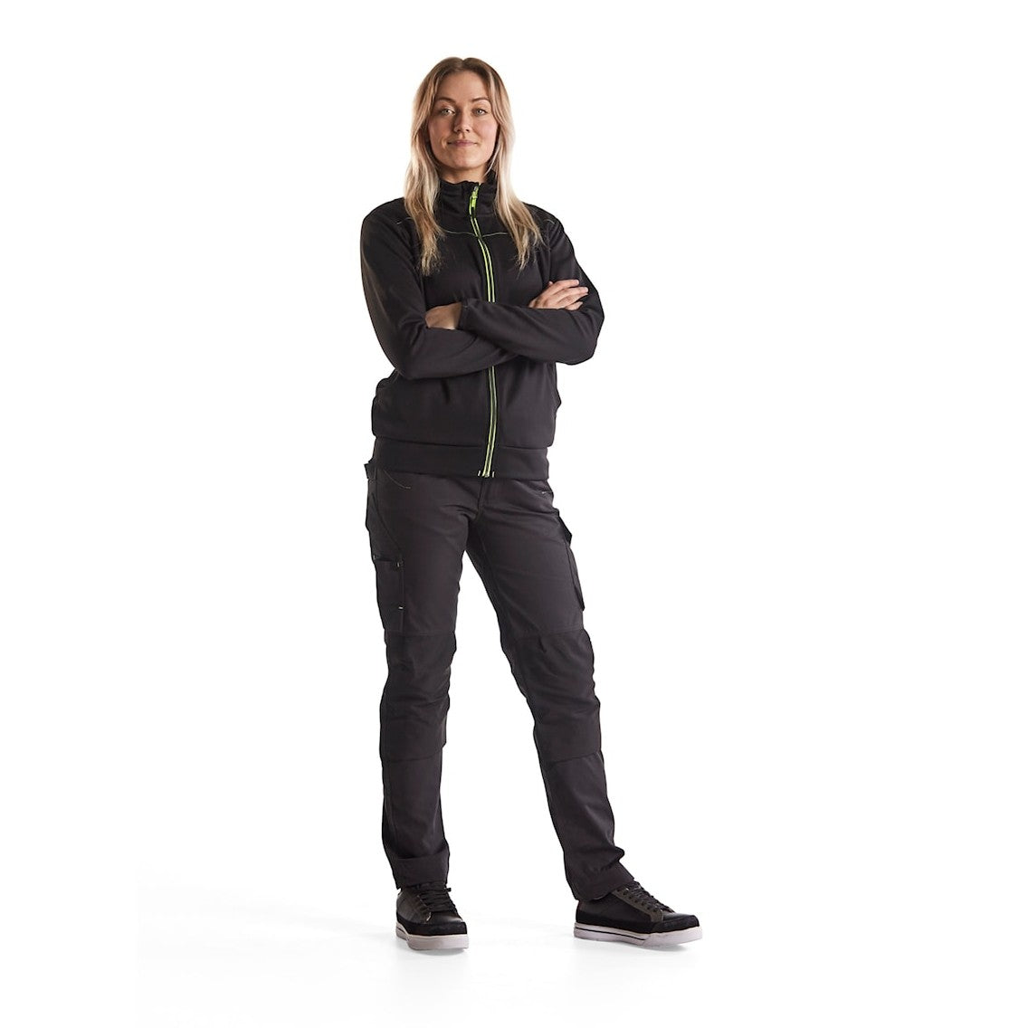 Blaklader Women's Service Trousers with Stretch 7195 #colour_black-hi-vis-yellow