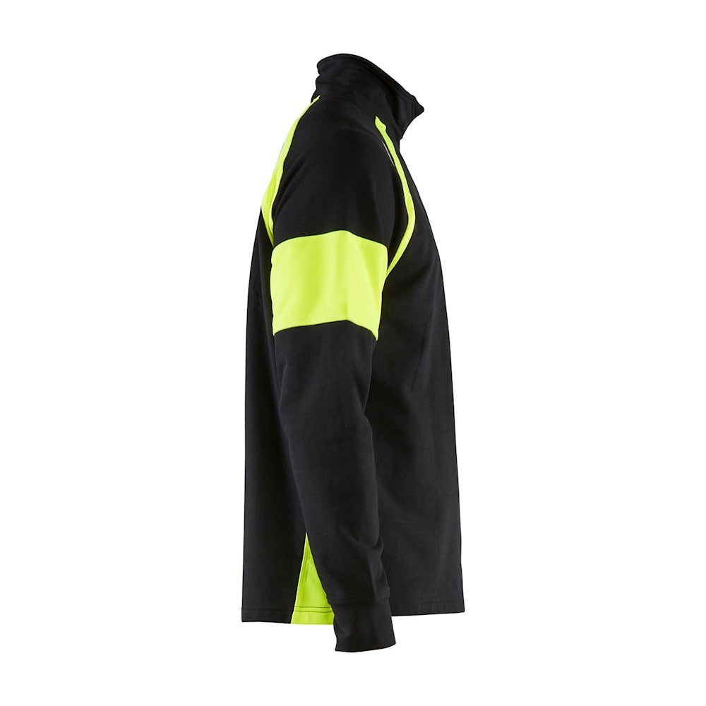 Blaklader Sweatshirt with Hi-Vis Panels 3550 #colour_black-hi-vis-yellow