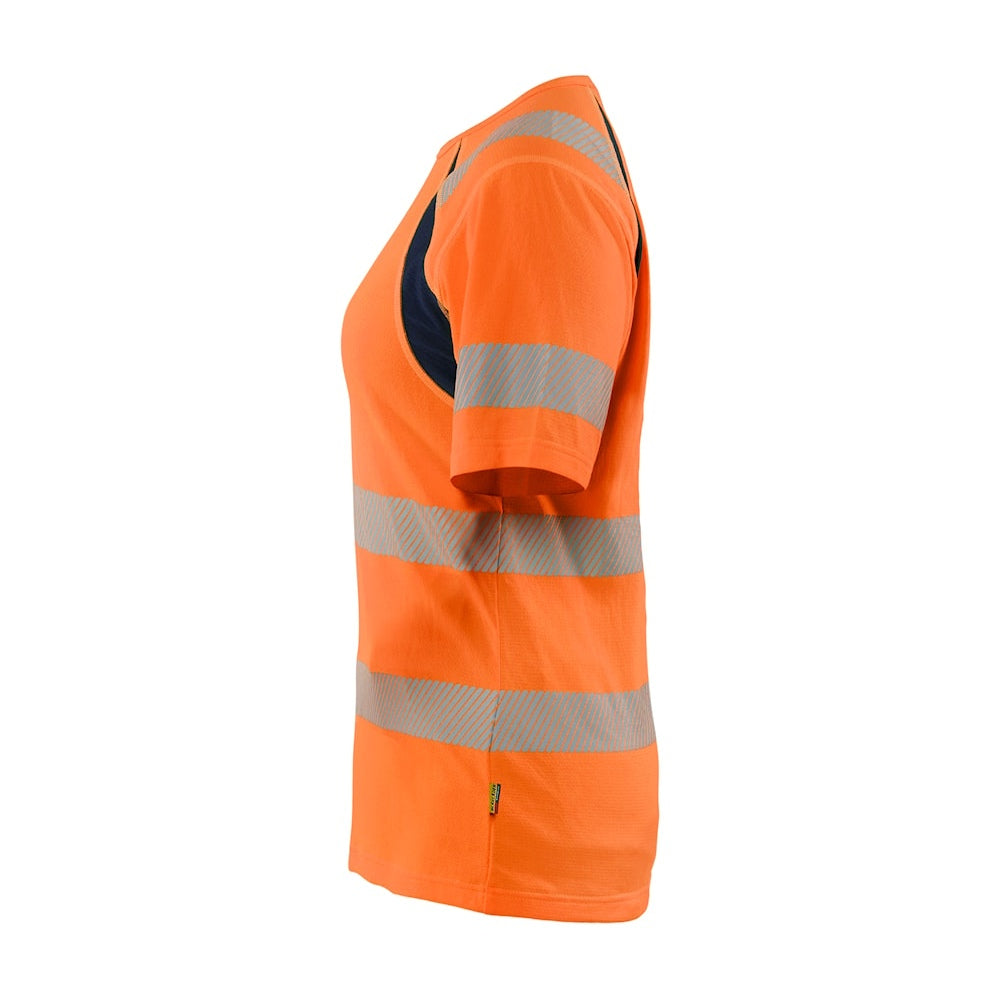 Blaklader T-Shirt Hi-Vis Women 3503 #colour_orange-navy-blue