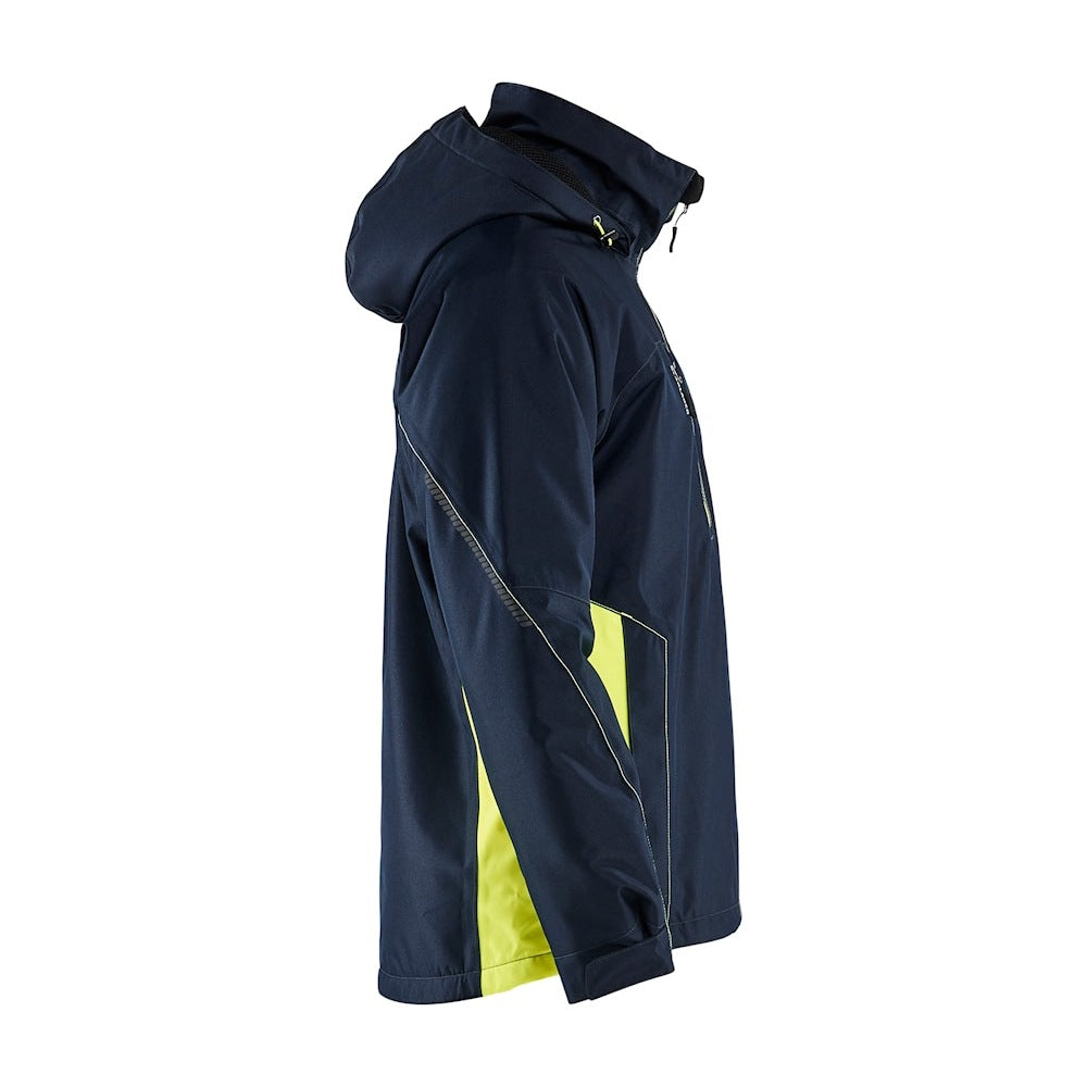 Blaklader Lightweight Lined Functional Jacket 4890 #colour_dark-navy-blue-hi-vis-yellow