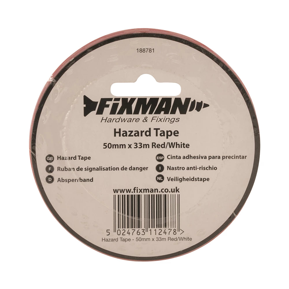 Fixman Hazard Tape - Red/White