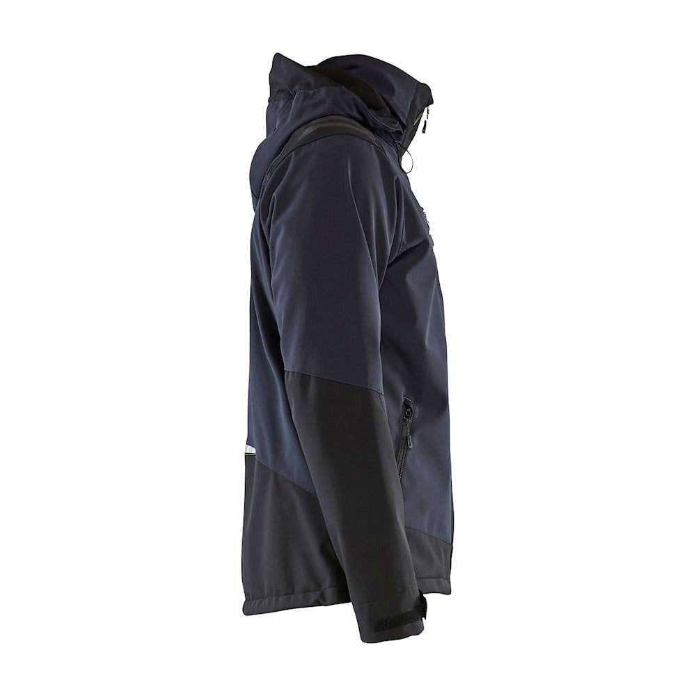 Blaklader Softshell Jacket 4749 #colour_dark-navy-blue-hi-vis-yellow