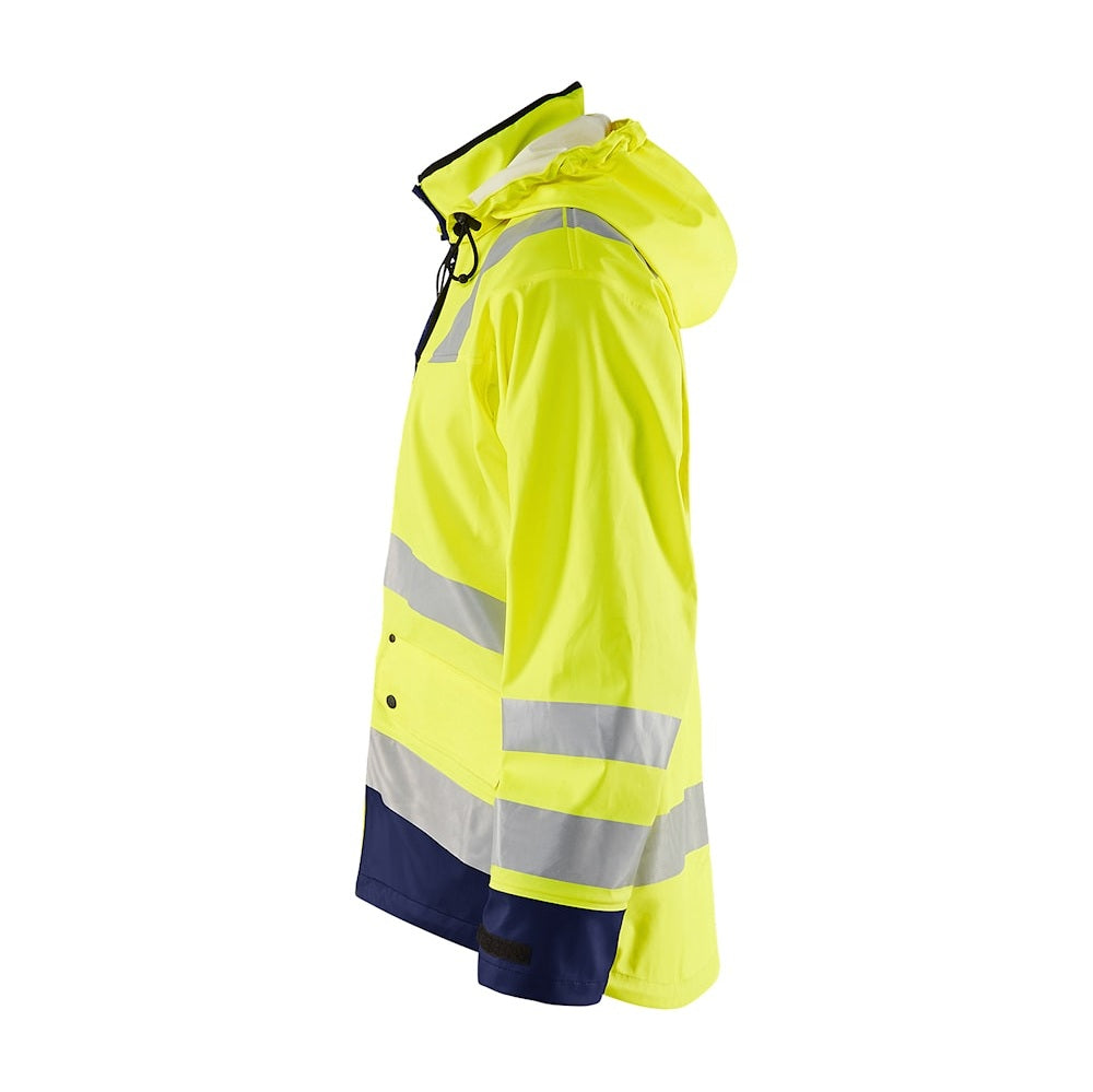 Blaklader Rain Jacket Hi-Vis Level 3 4327 #colour_hi-vis-yellow-navy-blue