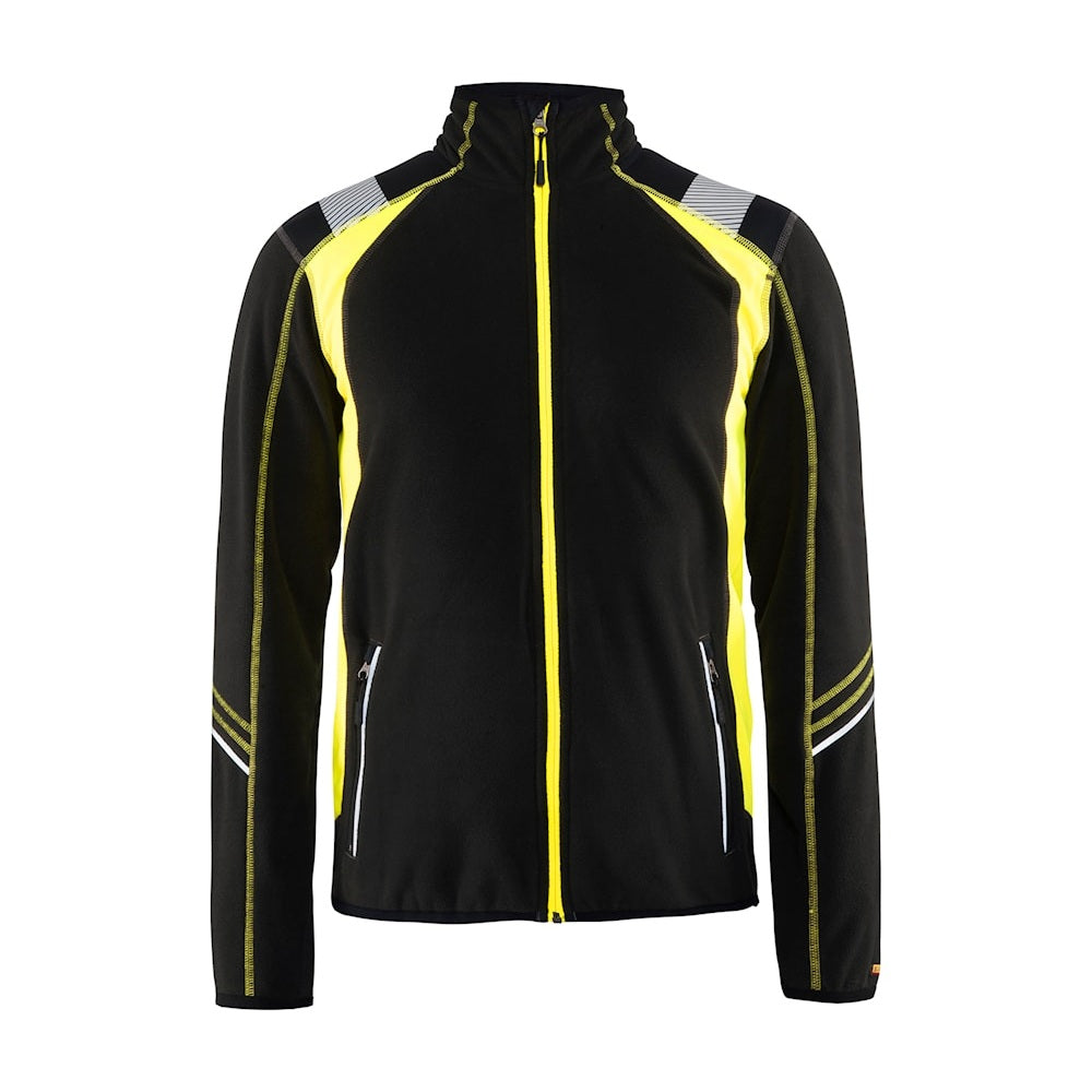 Blaklader Microfleece Jacket 4993 #colour_black-hi-vis-yellow