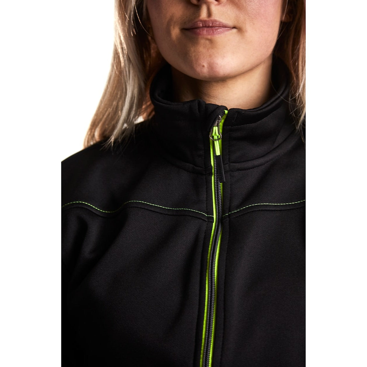 Blaklader Women's Sweatshirt with Full Zip 3394 #colour_black-hi-vis-yellow