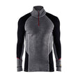 Blaklader Underwear Zip-Neck Top Xwarm, 100% Merino 4699 #colour_mid-grey-black