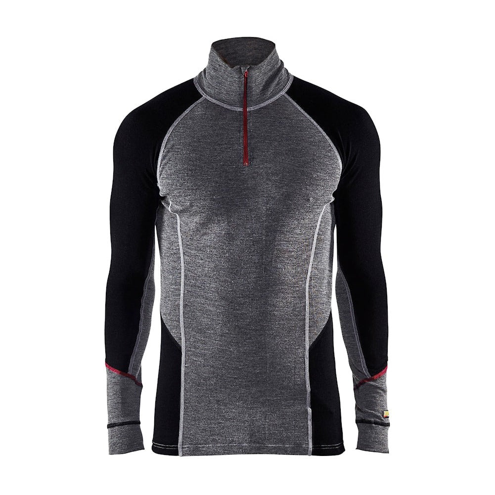 Blaklader Underwear Zip-Neck Top Xwarm, 100% Merino 4699 #colour_mid-grey-black