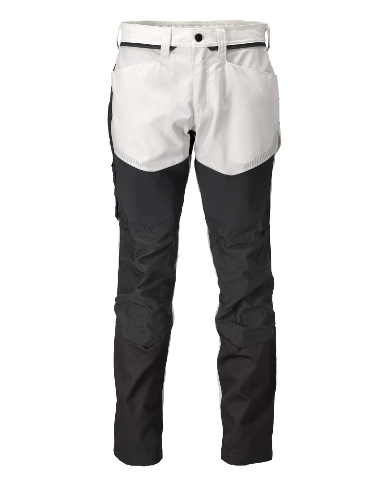 Mascot Customized Trousers with Kneepad Pockets - White/Stone Grey