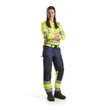 Blaklader Women's Hi-Vis Trousers with Stretch 7161 #colour_navy-blue-hi-vis-yellow