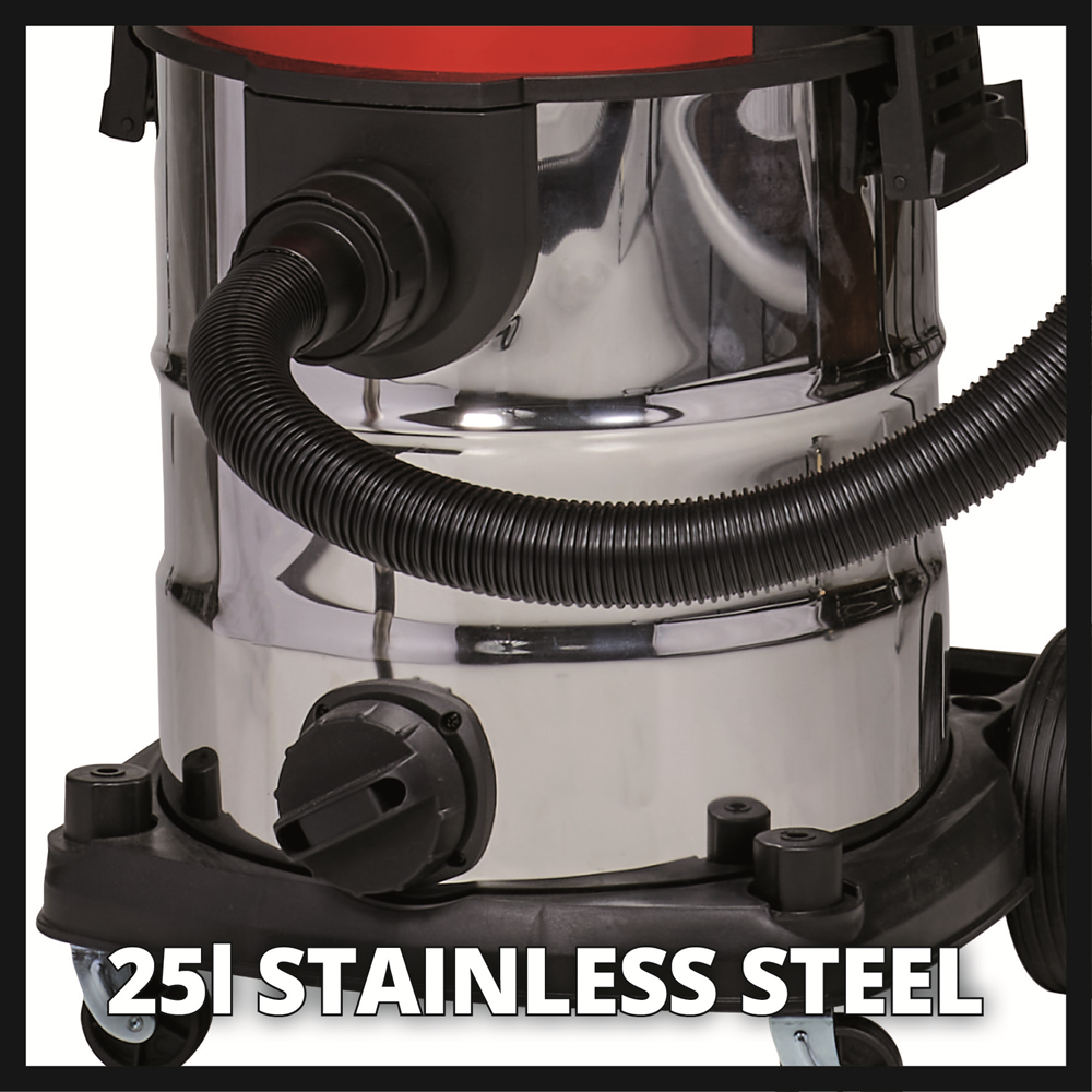 Einhell Power X-Change 36V 25 Litre Stainless Steel Wet and Dry Vac - Body Only