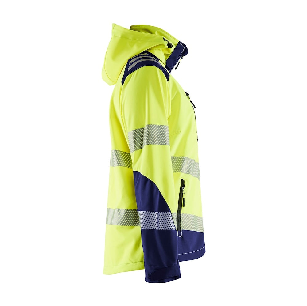 Blaklader Women's Hi-Vis Softshell Jacket 4791 #colour_hi-vis-yellow-navy-blue