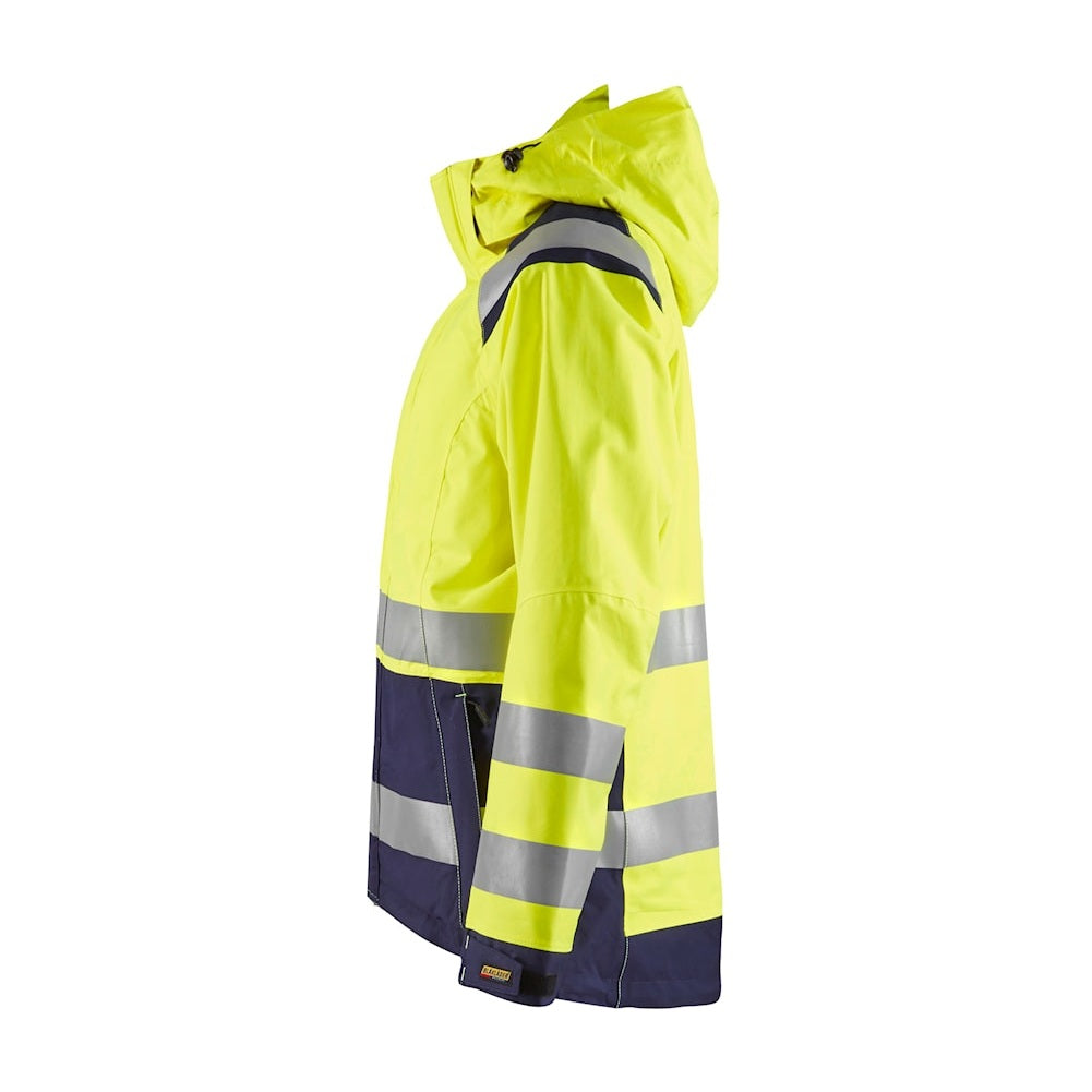 Blaklader Women's Hi-Vis Shell Jacket 4904 #colour_hi-vis-yellow-navy-blue