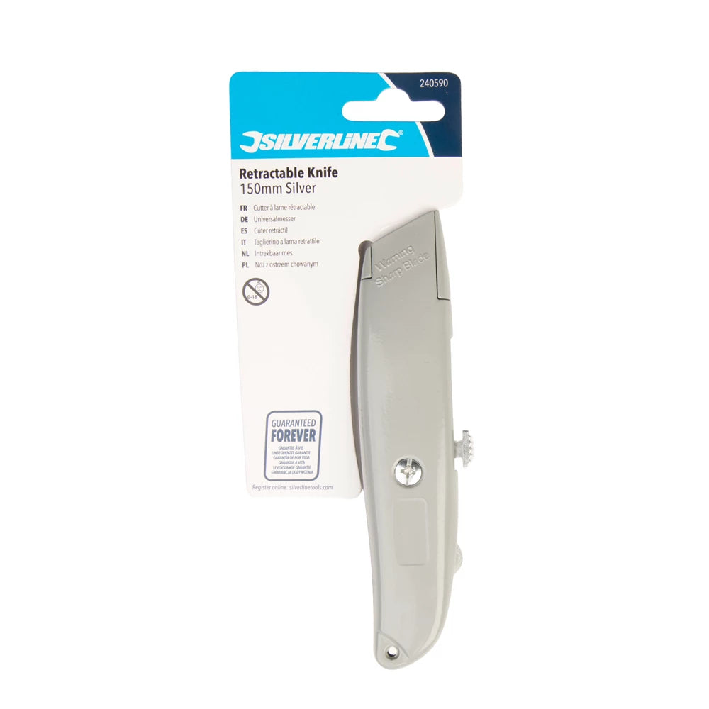 Silverline Retractable Knife - 150mm Silver