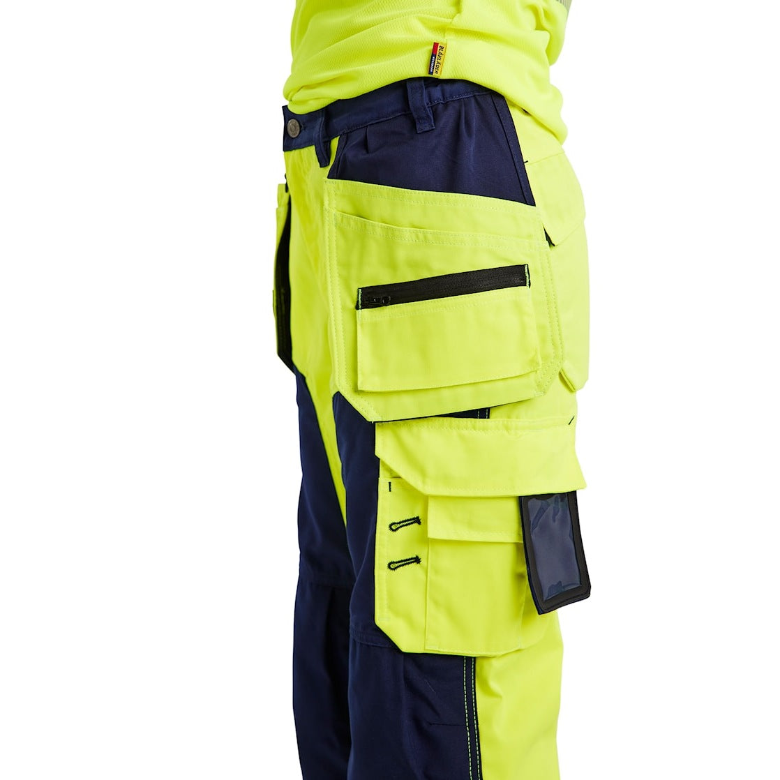 Blaklader Women's Hi-Vis Trousers 7156 #colour_hi-vis-yellow-navy-blue