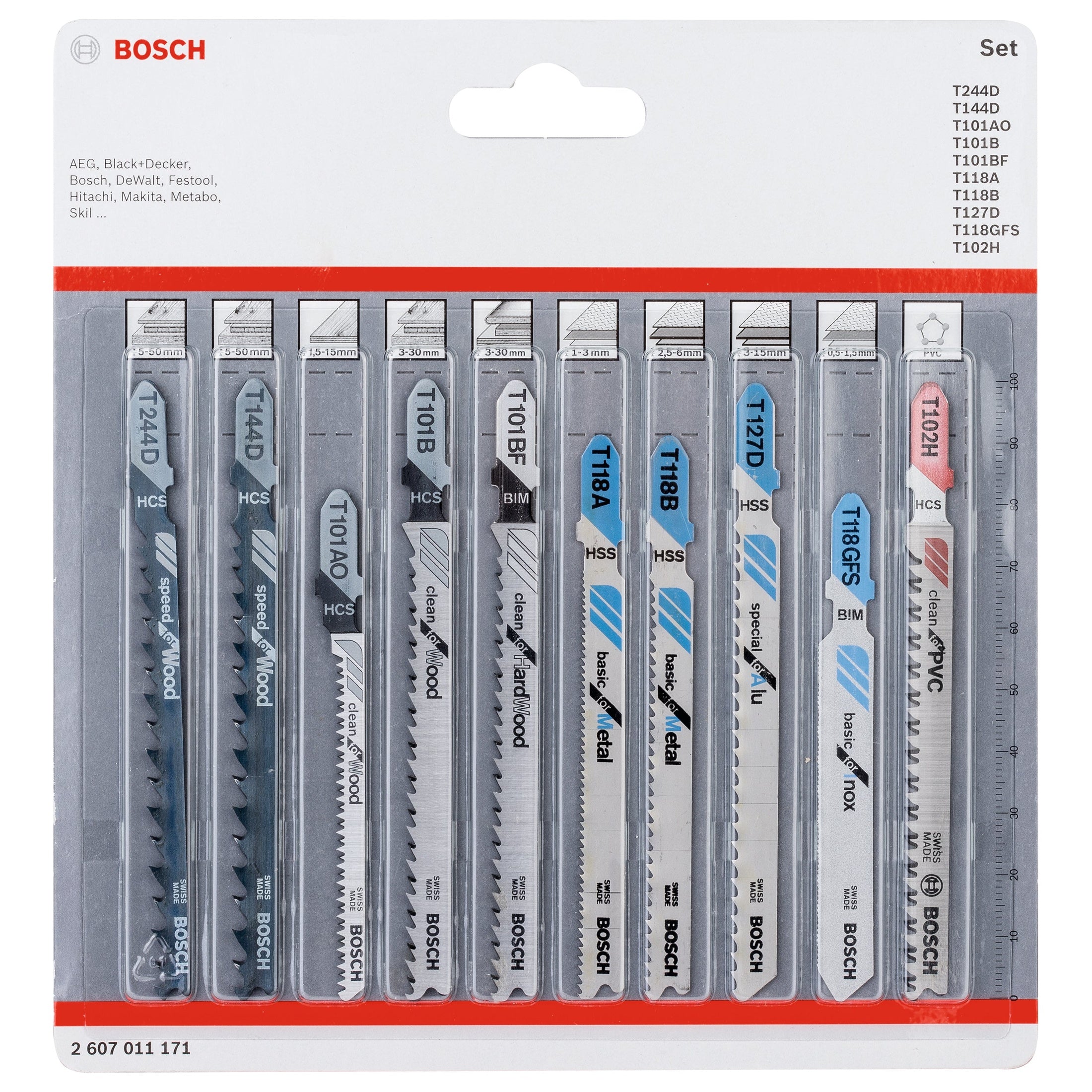 Bosch Professional Jigsaw Blade Set - 10 Pieces, All-in-One