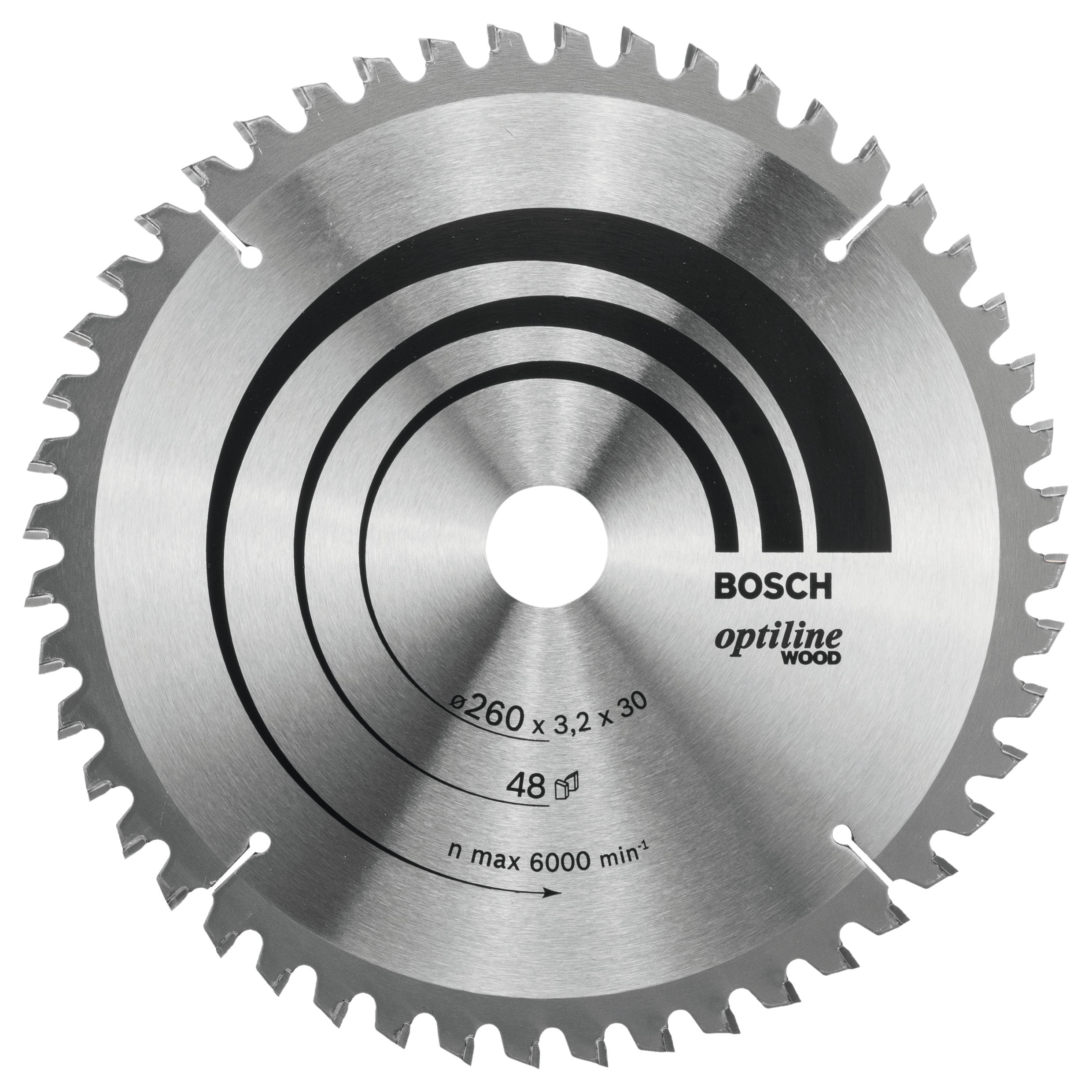 Bosch Professional Optiline Wood Circular Saw Blade - 260mm x 30mm x 3.2mm, 48 Teeth