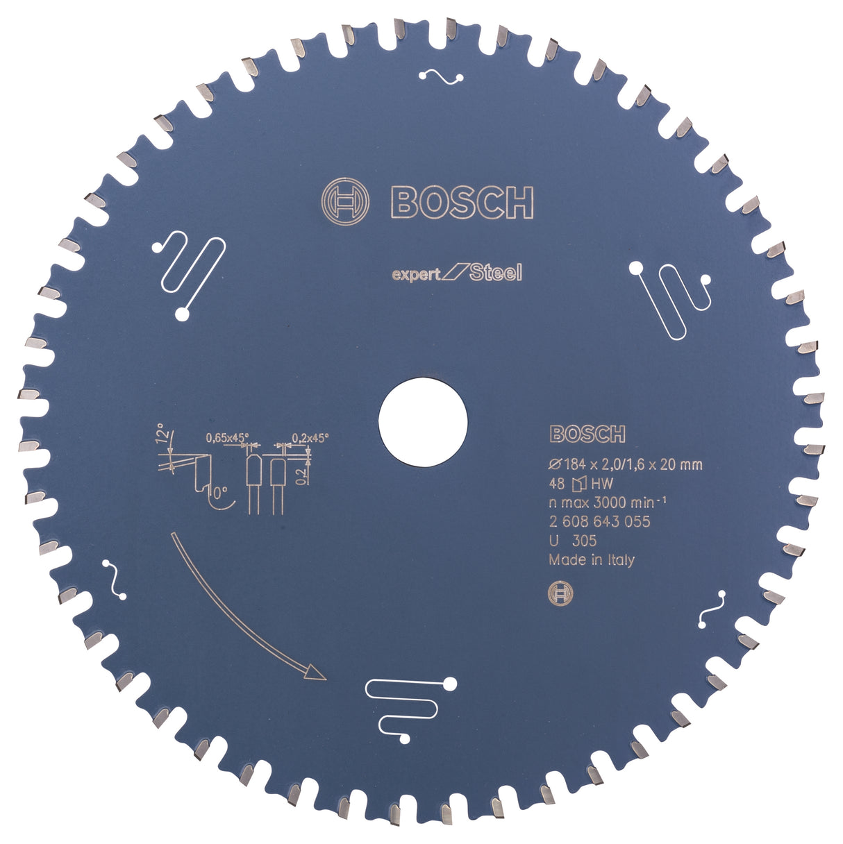 Bosch Professional Circular Saw Blade Expert for Steel - 184 x 20 x 2.0 mm, 48 Teeth