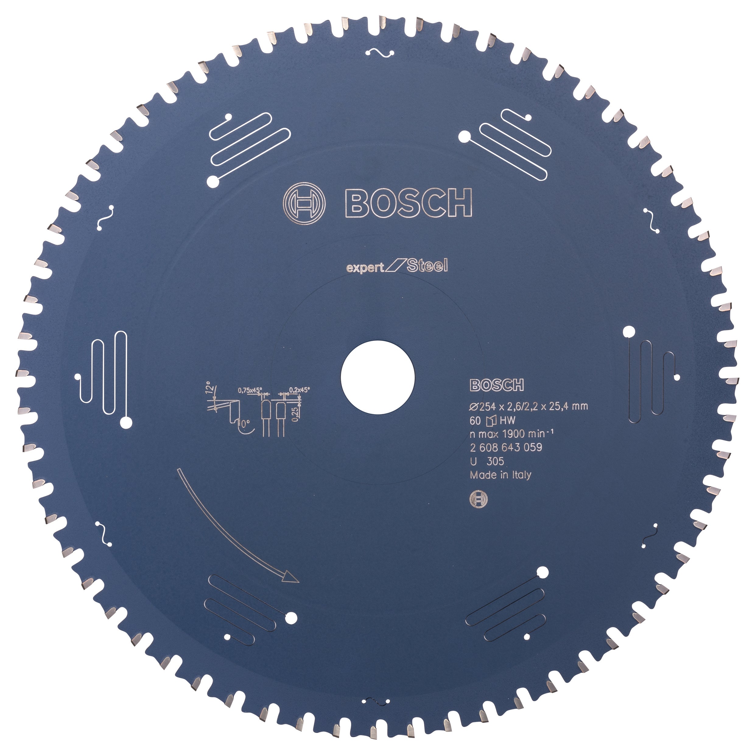 Bosch Professional Circular Saw Blade Expert for Steel - 254 x 25.4 x 2.6 mm, 60 Teeth