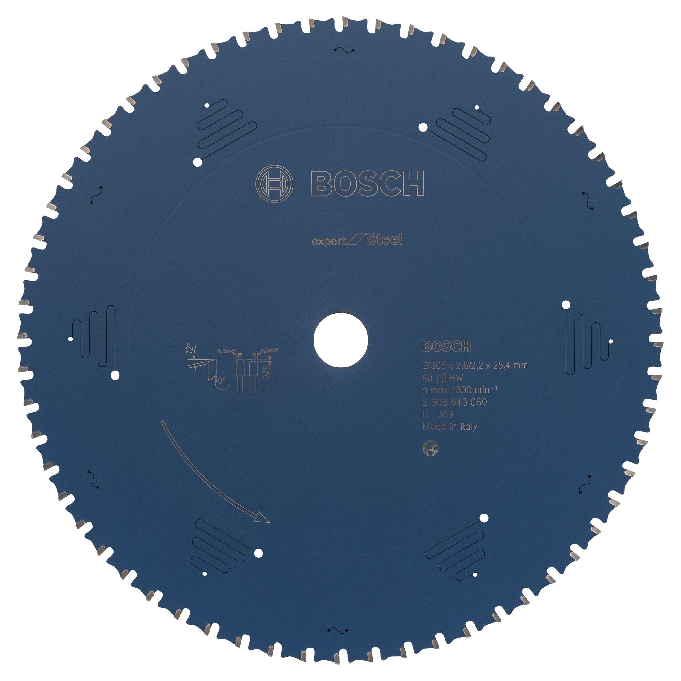 Bosch Professional Circular Saw Blade Expert for Steel - 305 x 25.4 x 2.6 mm, 60 Teeth