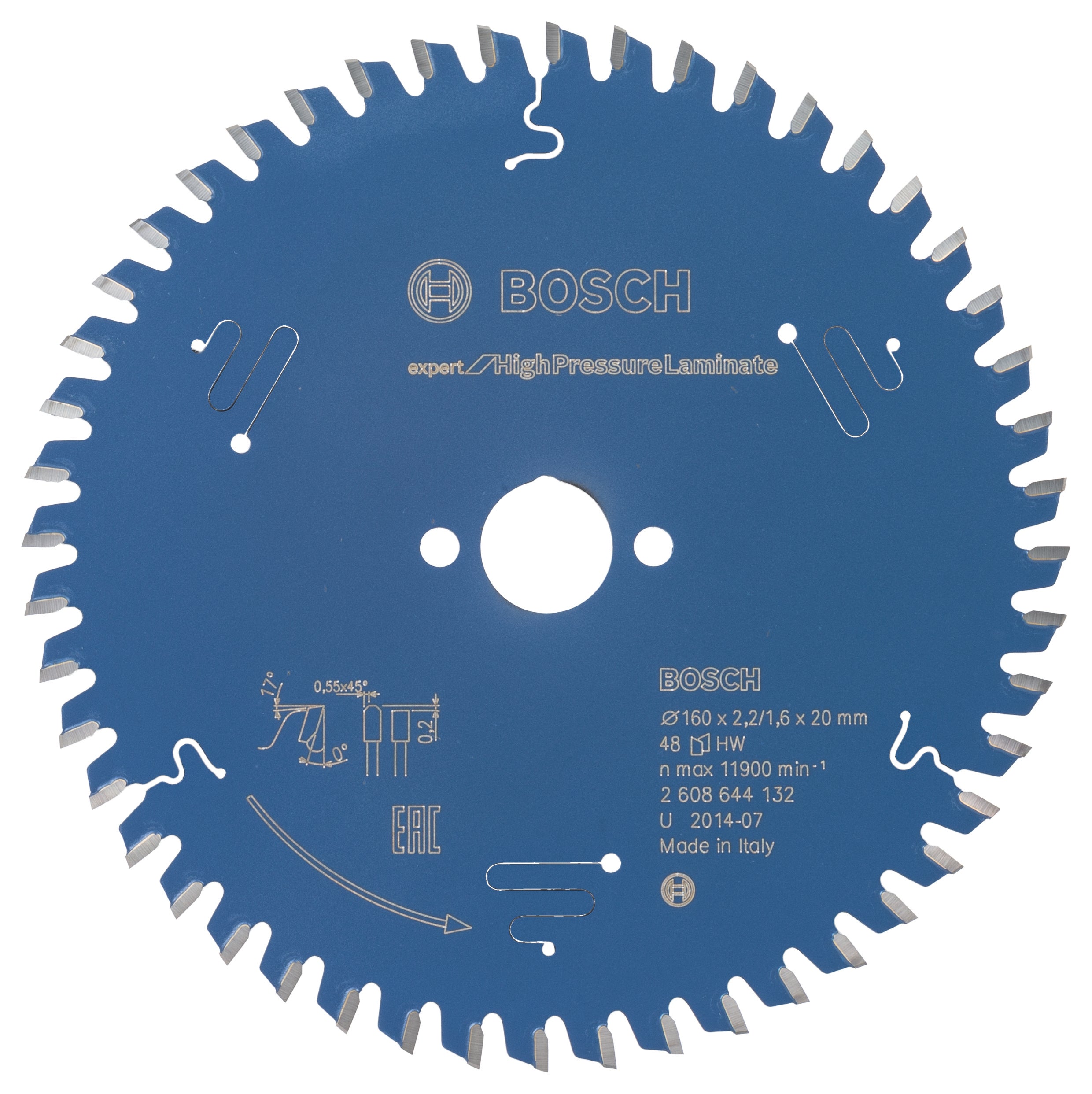 Bosch Professional Circular Saw Blade for High Pressure Laminate - 160 x 20 x 2.2 mm, 48 Teeth